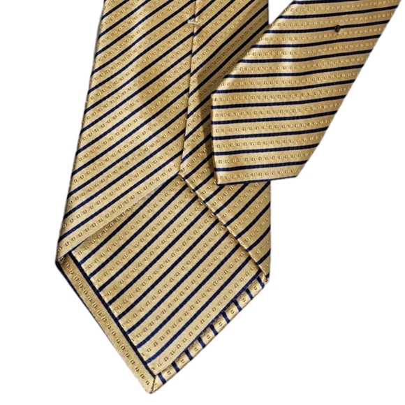 STEFANO RICCI LUXURY COLLECTION XL Gold Striped Silk Blend LUXURY Tie ITALY - Picture 4 of 5